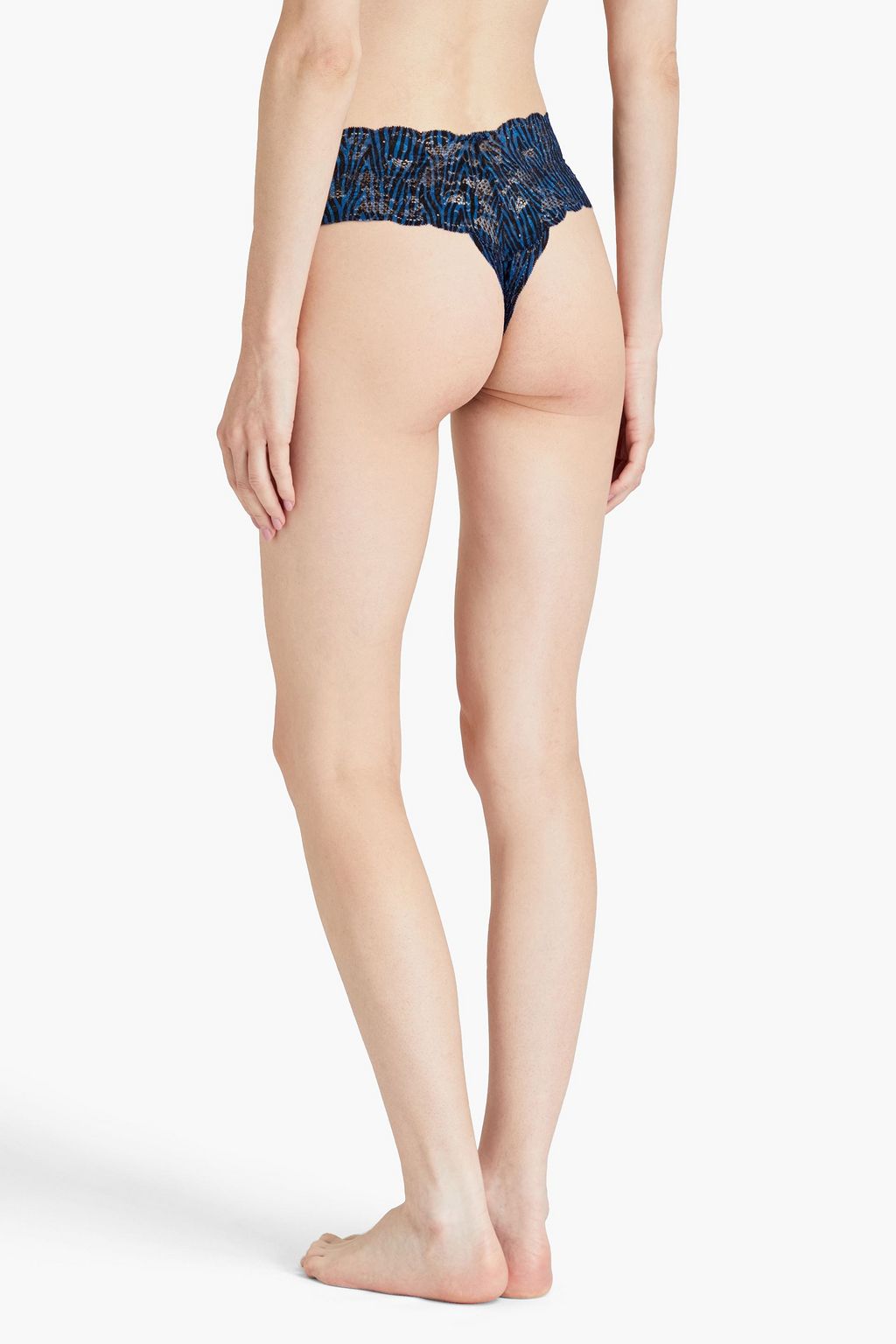 COSABELLA Never Say Never printed stretch-lace mid-rise thong