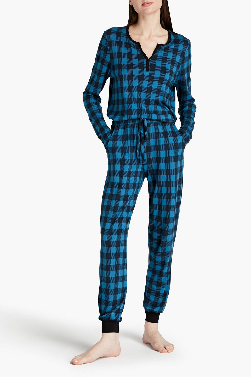 COSABELLA GINGHAM PIMA COTTON AND MODAL-BLEND JERSEY PAJAMA SET