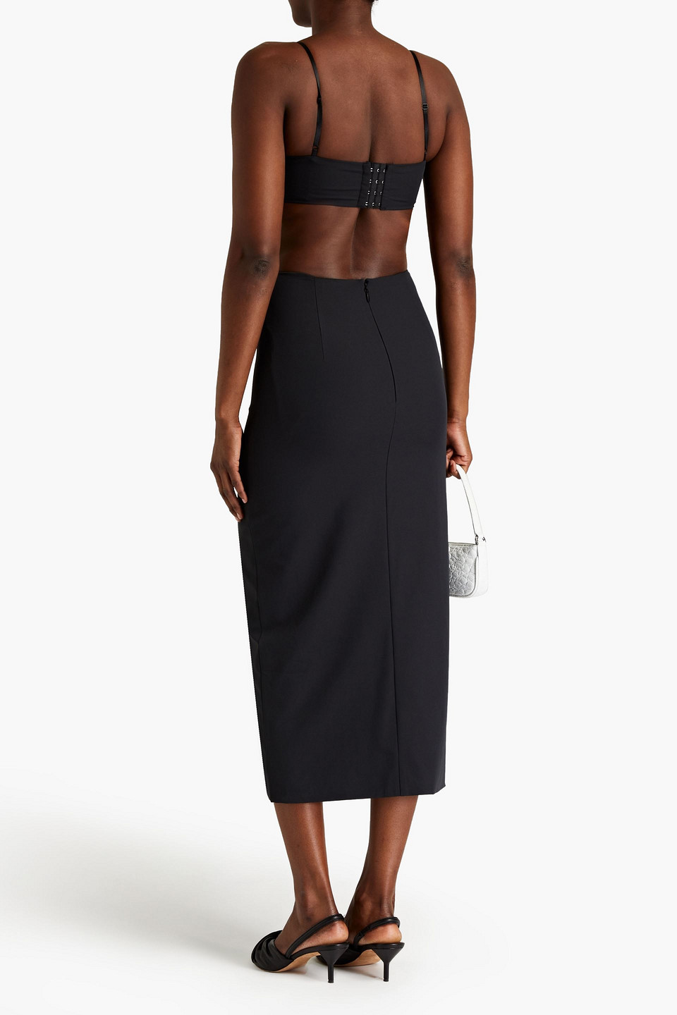 CINQ À SEPT ADRIA CUTOUT STRETCH-CREPE MIDI DRESS
