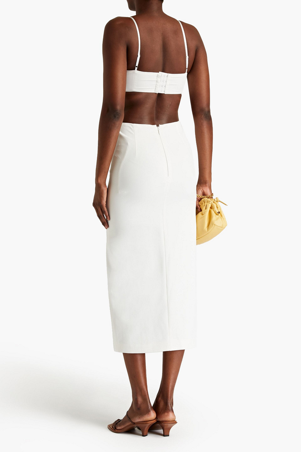CINQ À SEPT ADRIA CUTOUT STRETCH-CREPE MIDI DRESS
