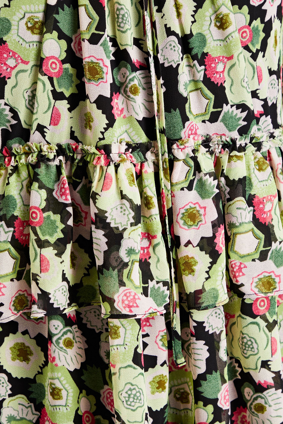 CINQ À SEPT DITA GATHERED PRINTED GEORGETTE MINI DRESS