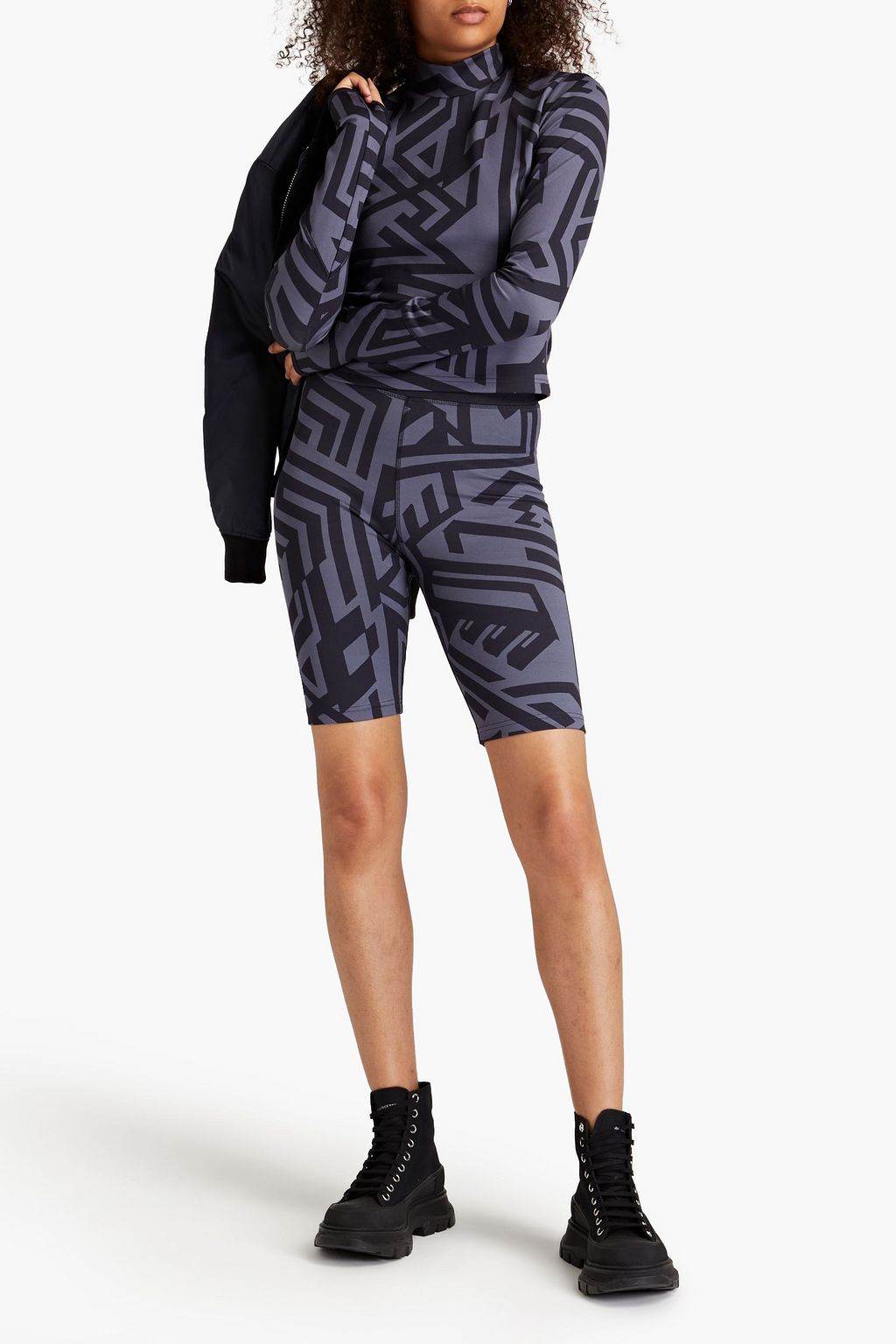 MCQ ALEXANDER MCQUEEN Printed cotton-blend jersey turtleneck top