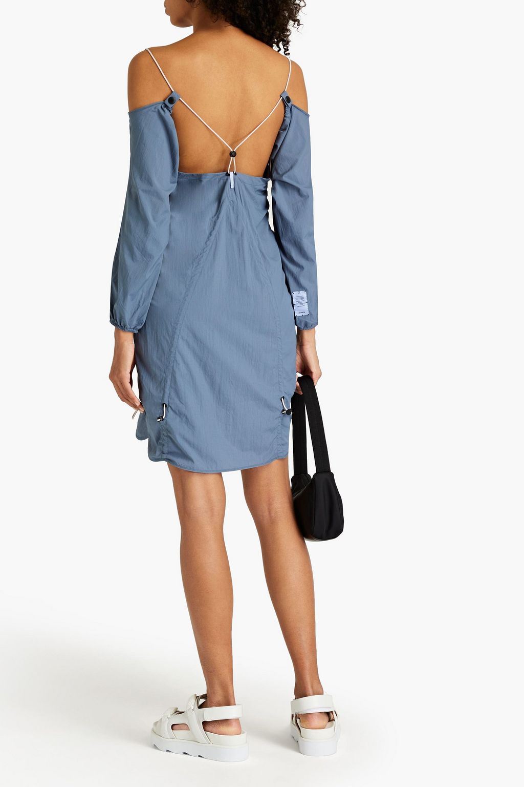 MCQ ALEXANDER MCQUEEN Cold-shoulder ruched ripstop mini dress