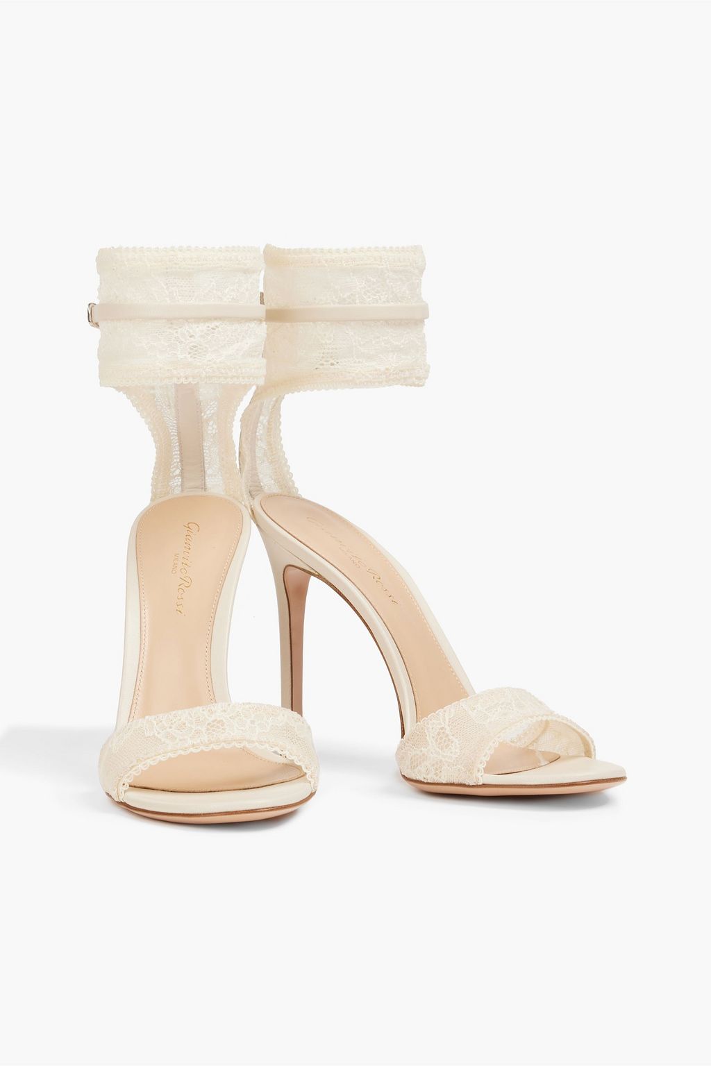 GIANVITO ROSSI Halle leather-trimmed lace sandals