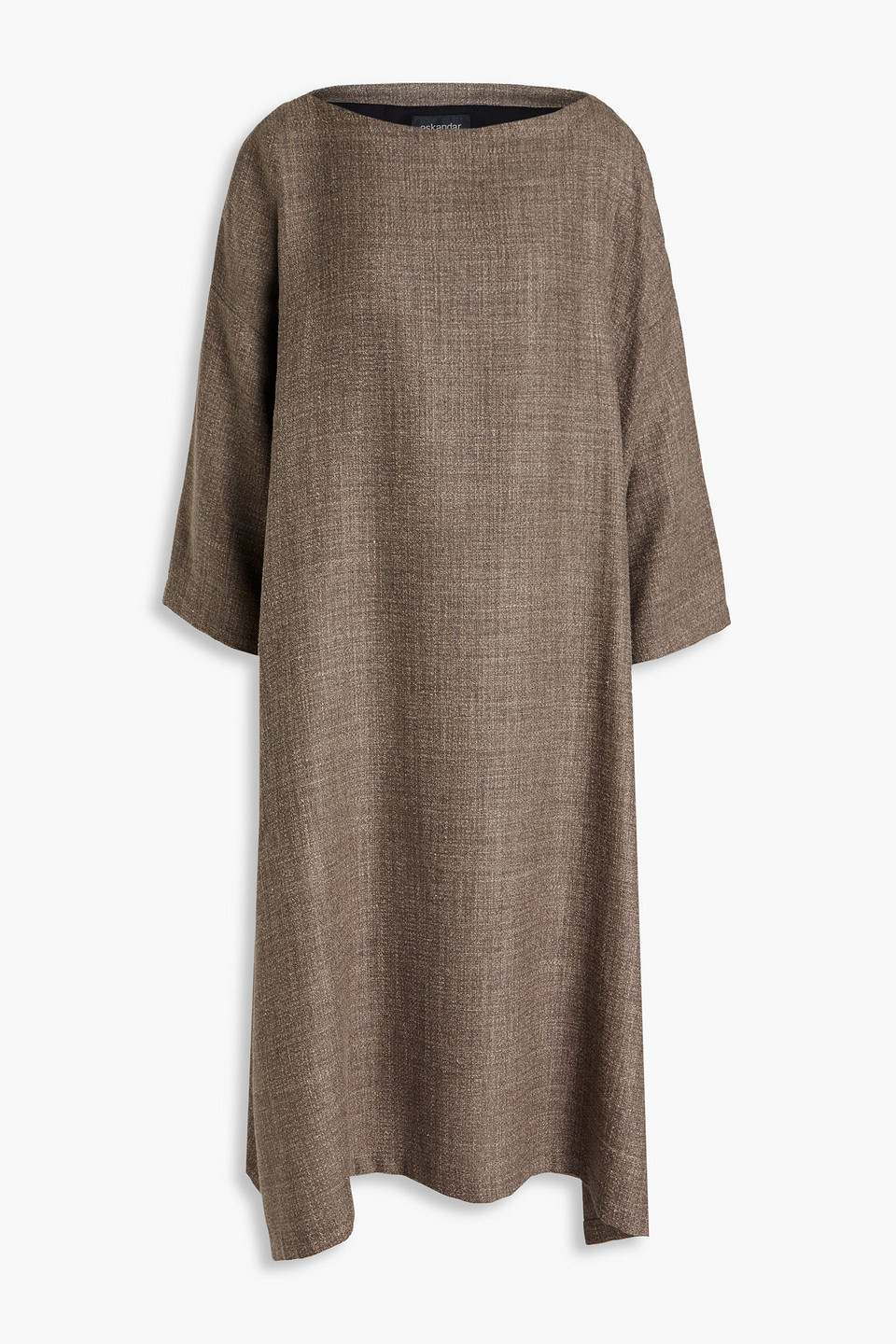 Eskandar Mélange Alpaca-blend Tweed Dress In Taupe