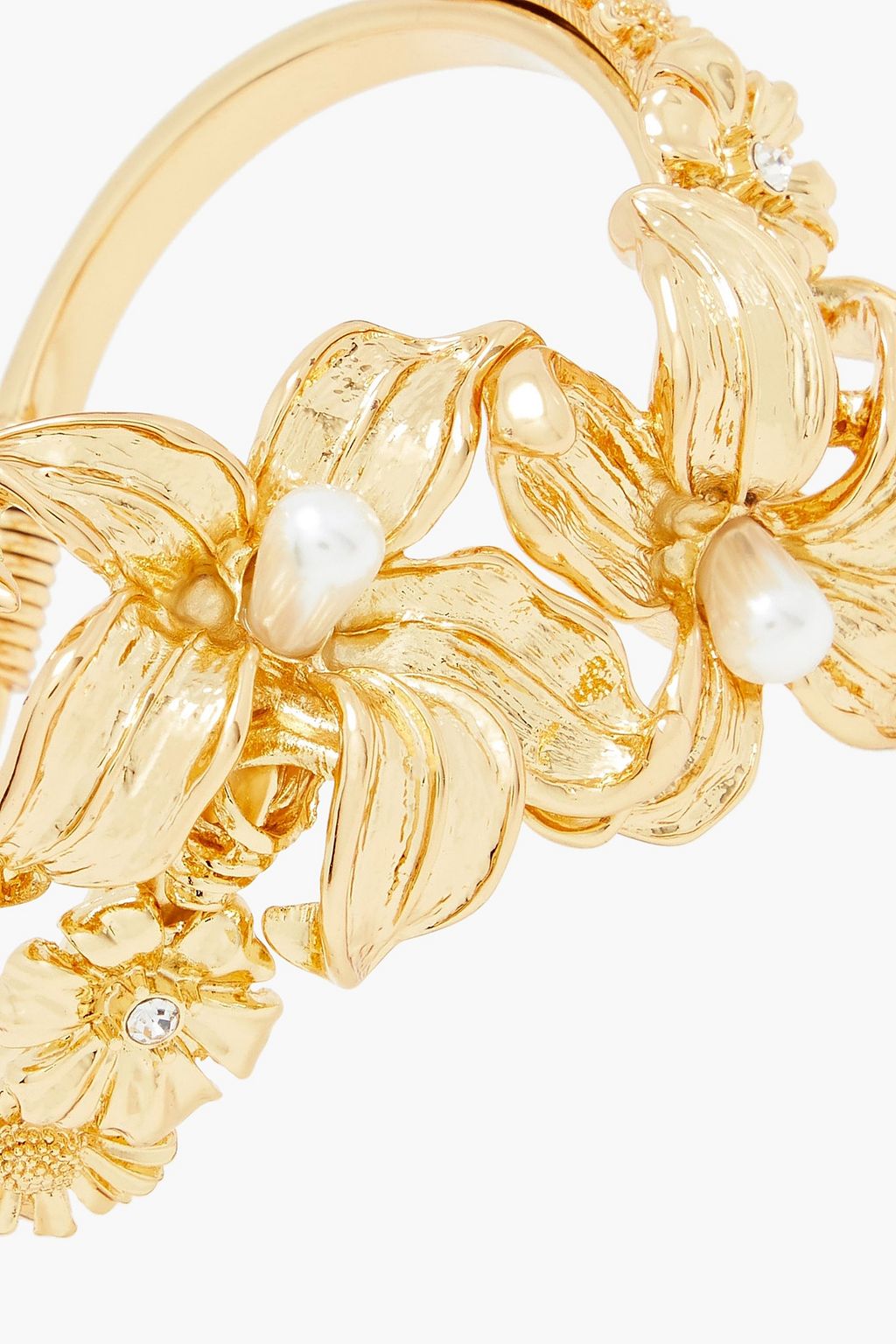 KENNETH JAY LANE Gold-tone, faux pearl and crystal cuff