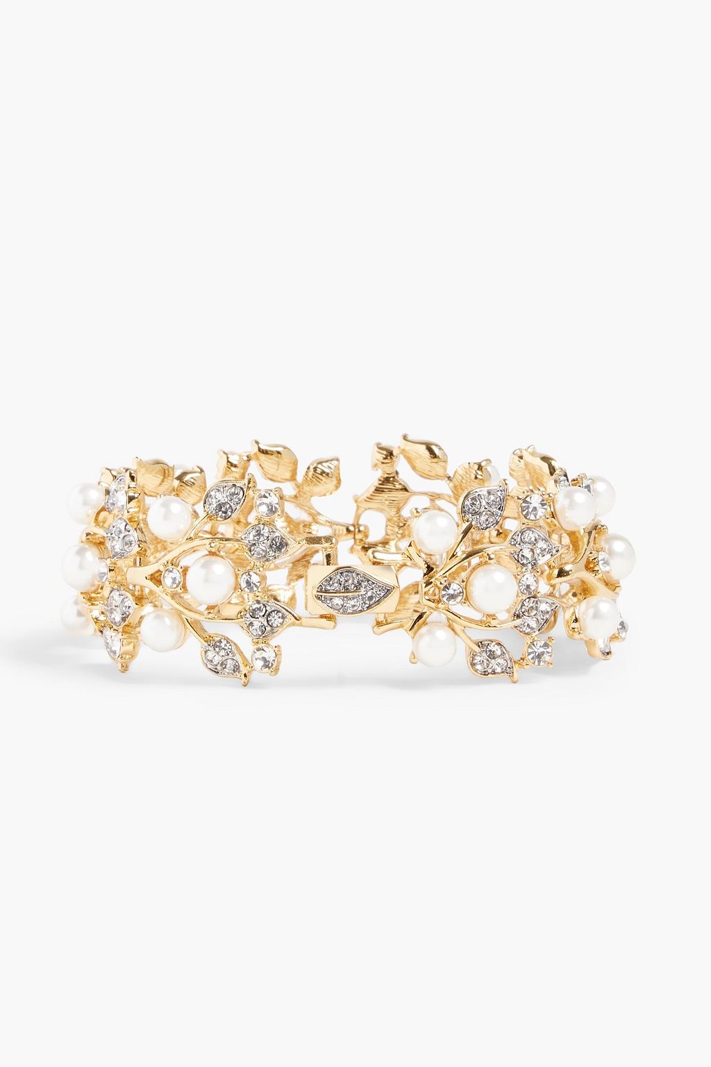 KENNETH JAY LANE Gold-tone, crystal and faux pearl bracelet