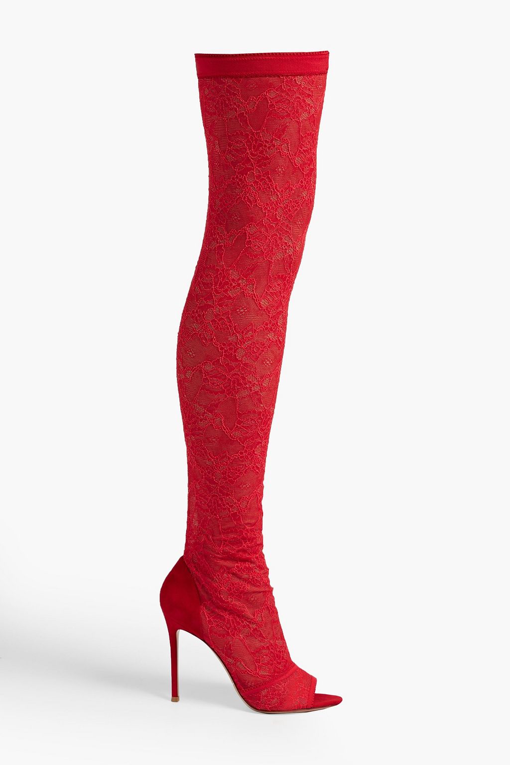 GIANVITO ROSSI Missy stretch lace and suede over the knee boots