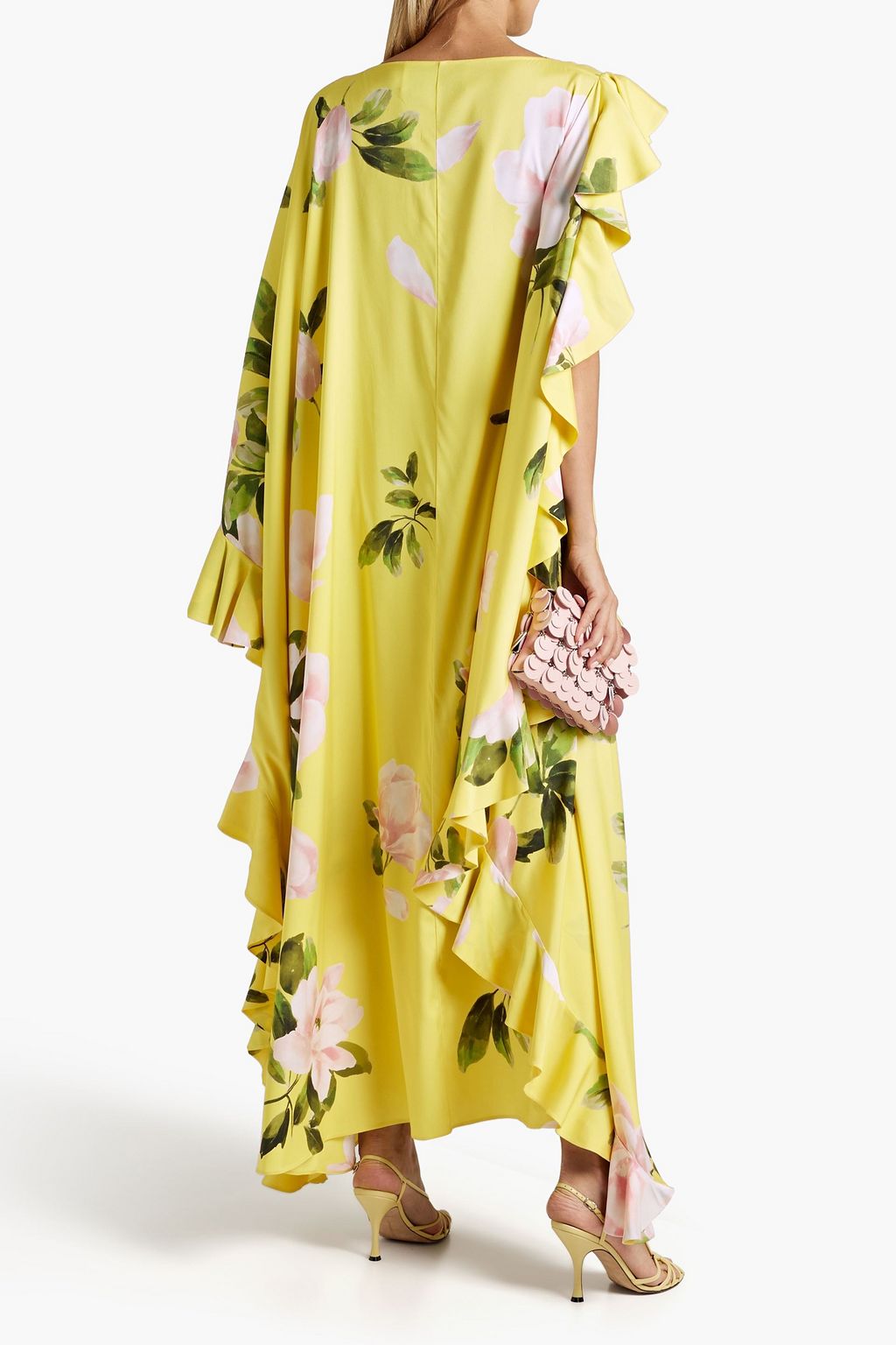 VALENTINO GARAVANI Cape-effect floral-print silk-blend twill maxi dress