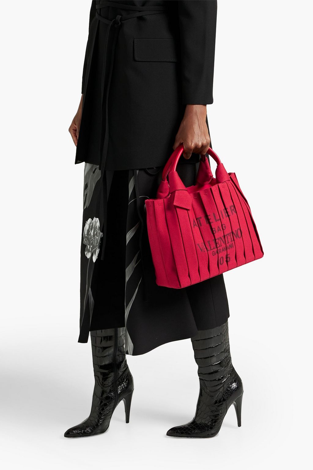 VALENTINO GARAVANI 05 Plissé Edition Atelier printed canvas tote