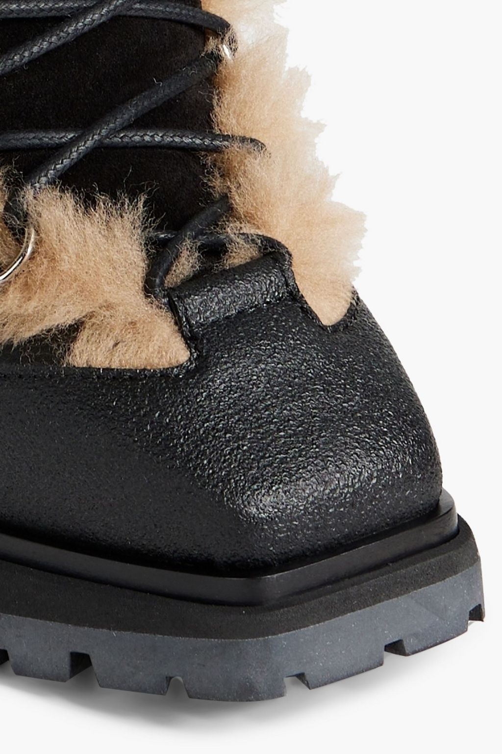 JIMMY CHOO Madyn 130 shearling-trimmed lace-up leather ankle boots