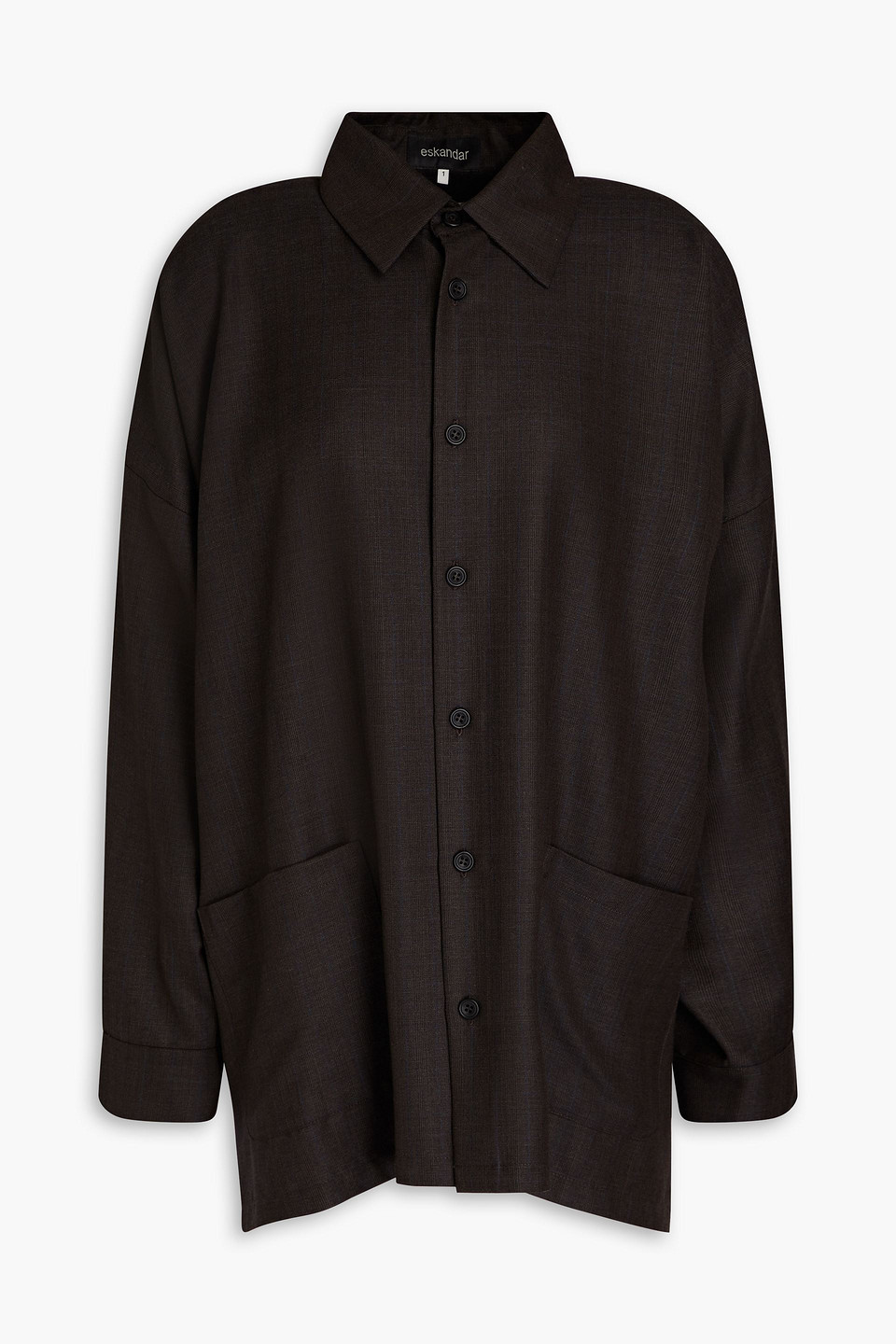 Eskandar - Prince of Wales checked wool shirt - Brown - 1