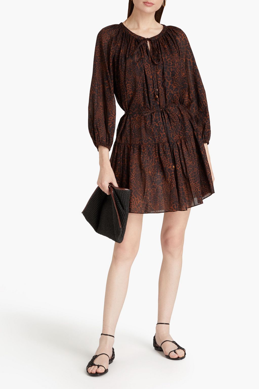 JETS AUSTRALIA BY JESSIKA ALLEN Gathered leopard-print cotton dress