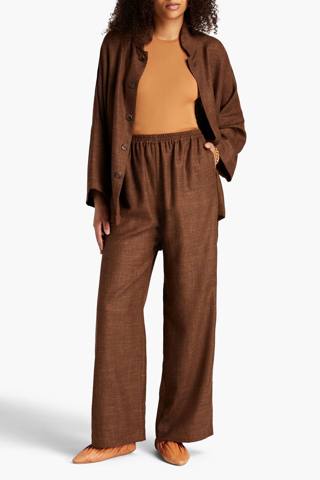 ESKANDAR Alpaca-blend tweed wide-leg pants