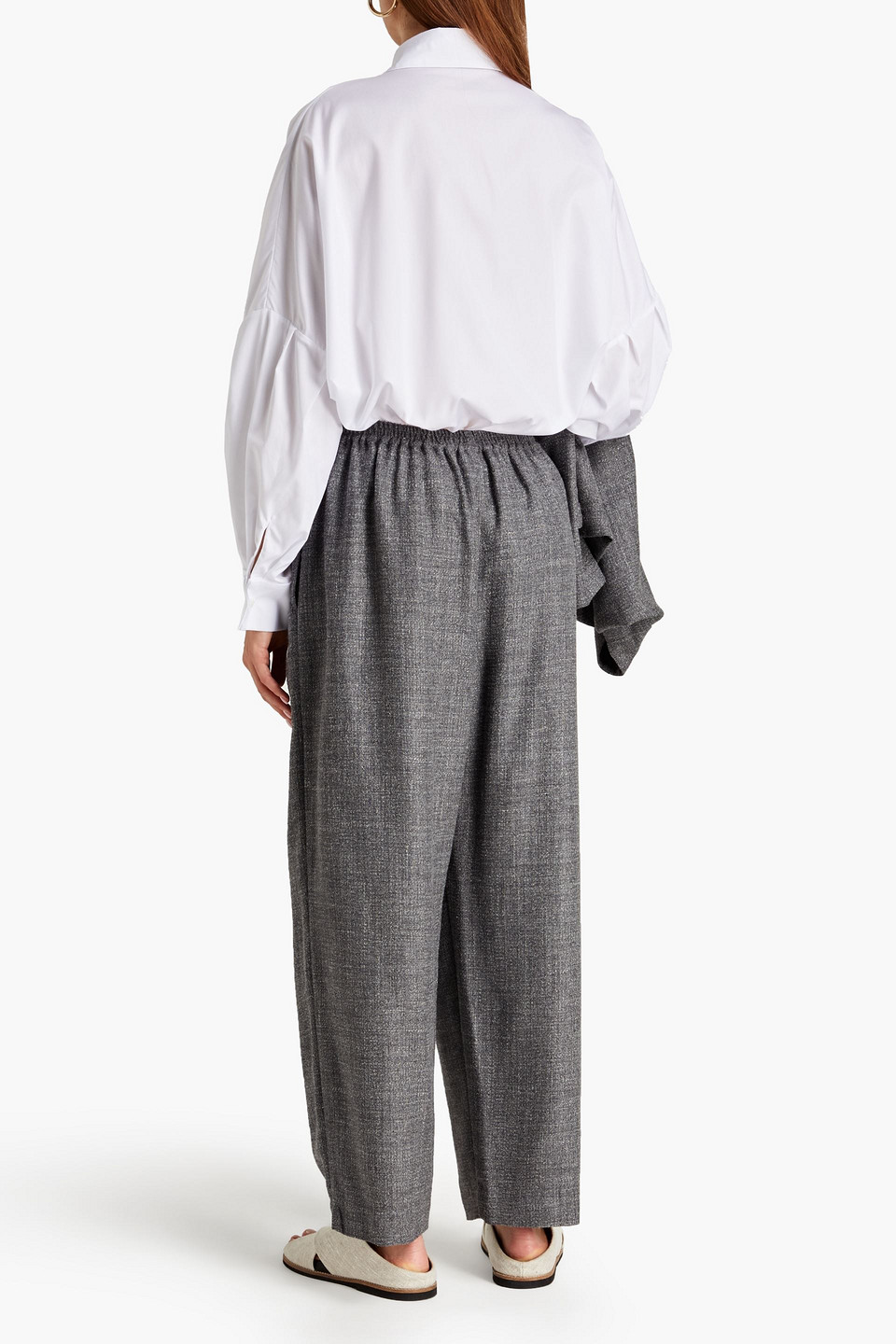 Shop Eskandar Mélange Alpaca-blend Wide-leg Pants In Anthracite