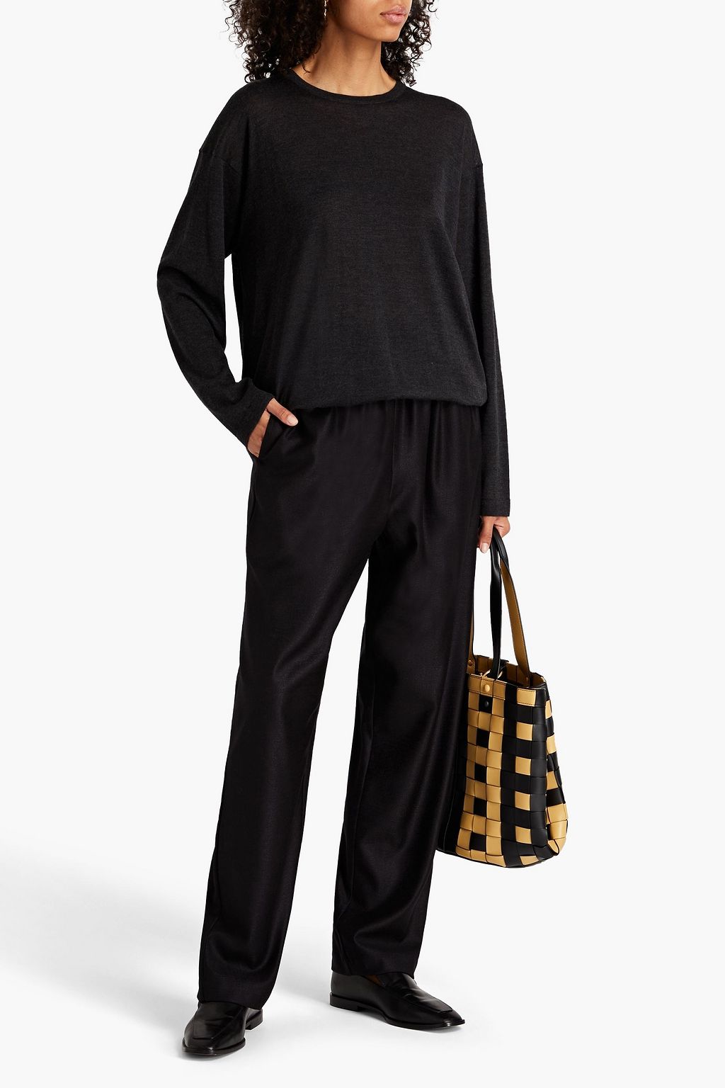 ESKANDAR Wool and silk-blend crepe tapered pants
