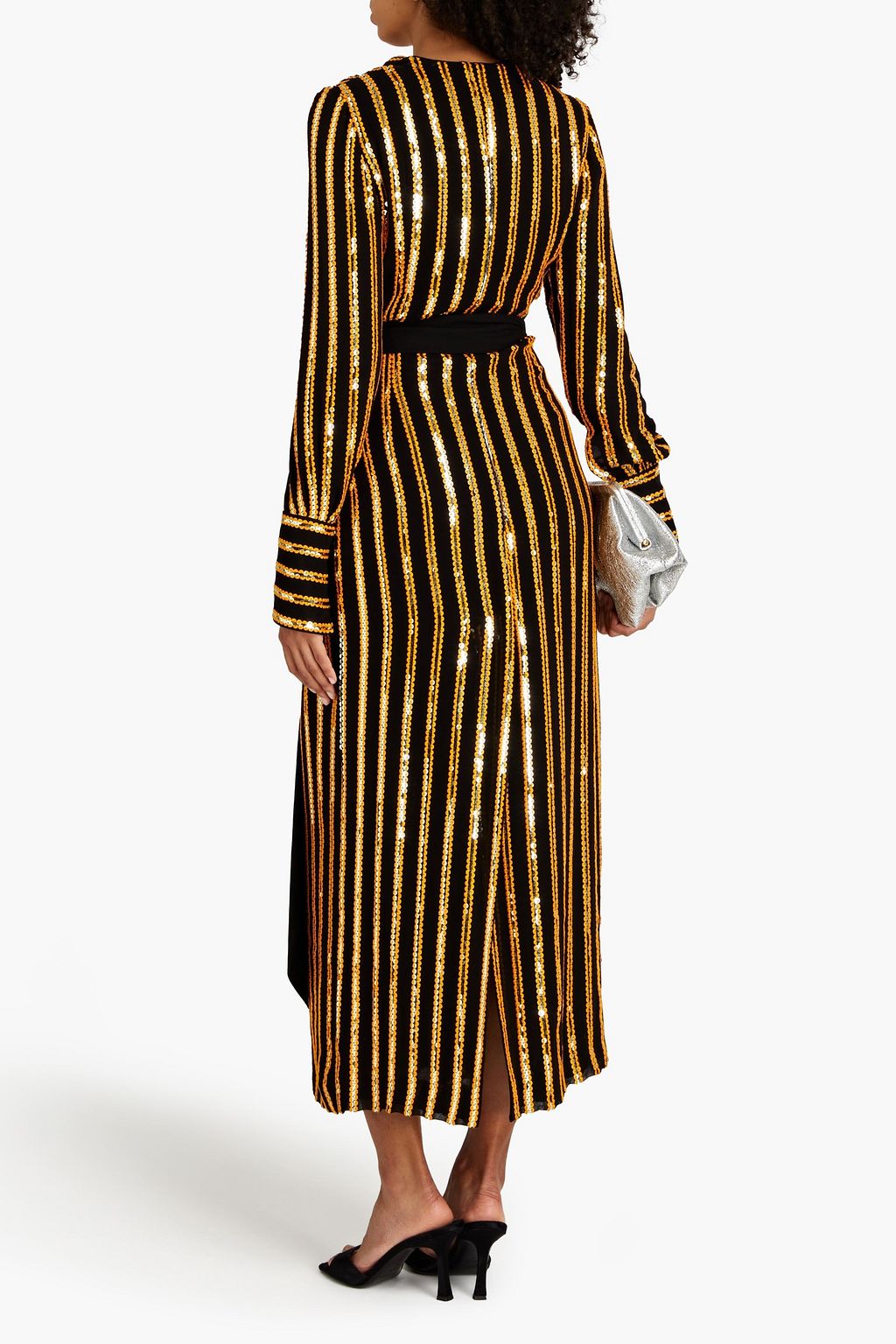 GALVAN  LONDON Pride embellished crepe midi wrap dress