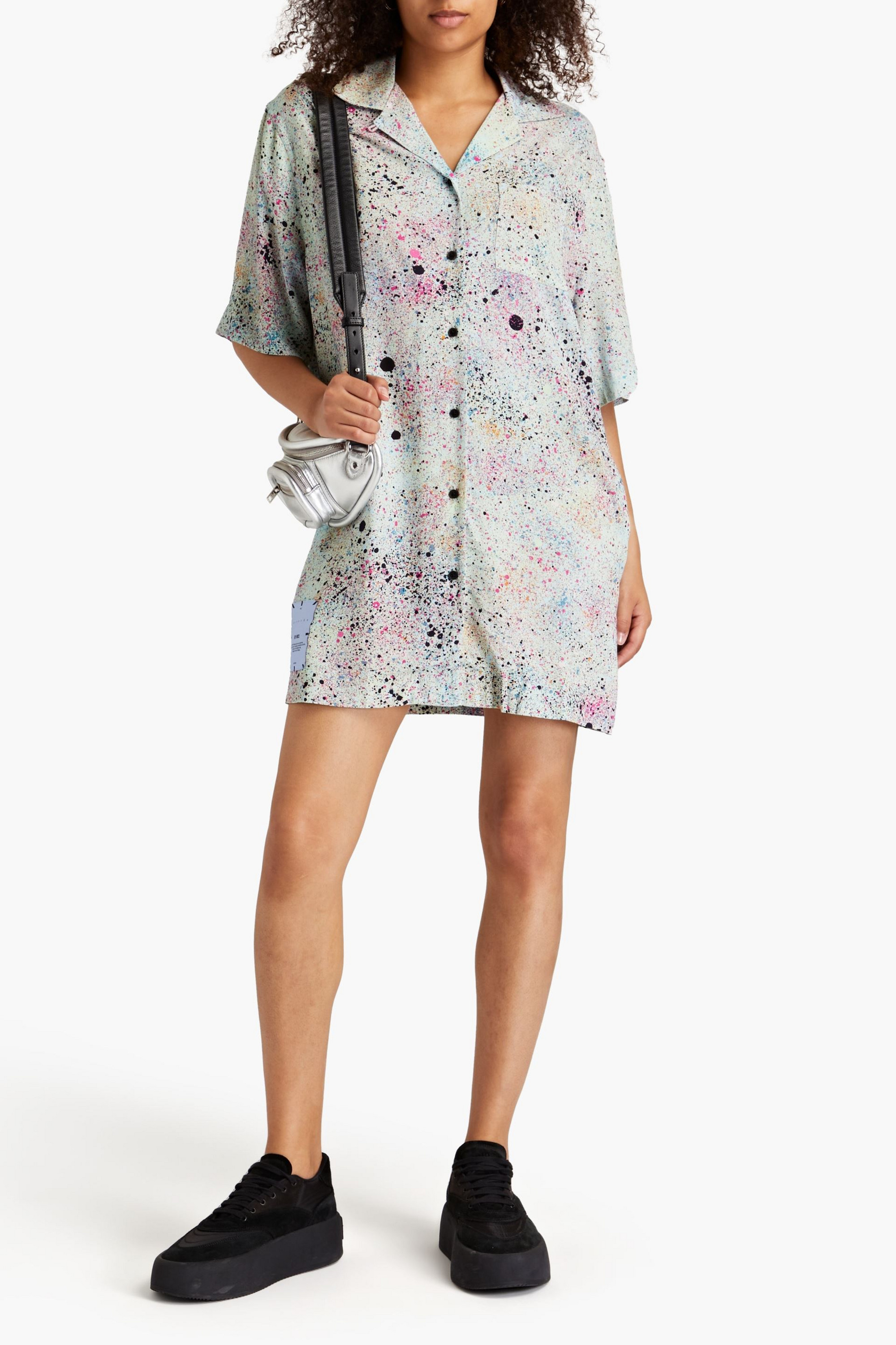 MCQ ALEXANDER MCQUEEN Printed crepe mini shirt dress