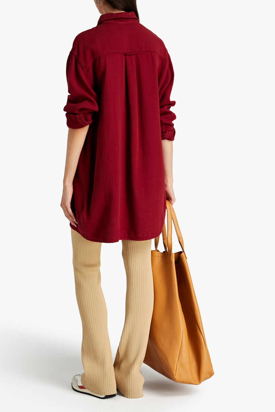 Shop American Vintage Oversized Cotton-blend Shirt In Claret