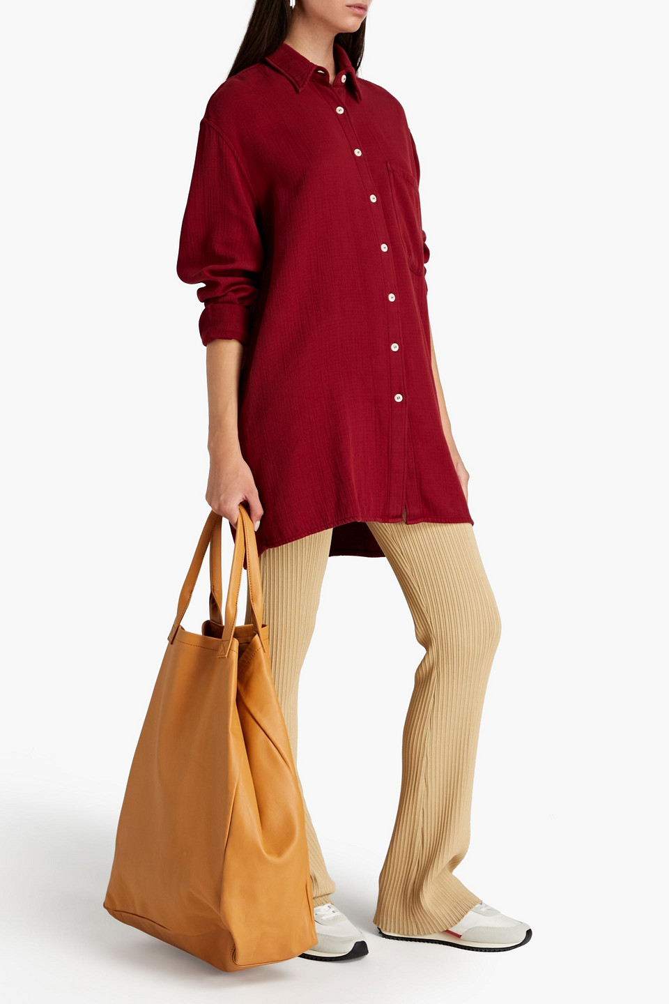 Shop American Vintage Oversized Cotton-blend Shirt In Claret