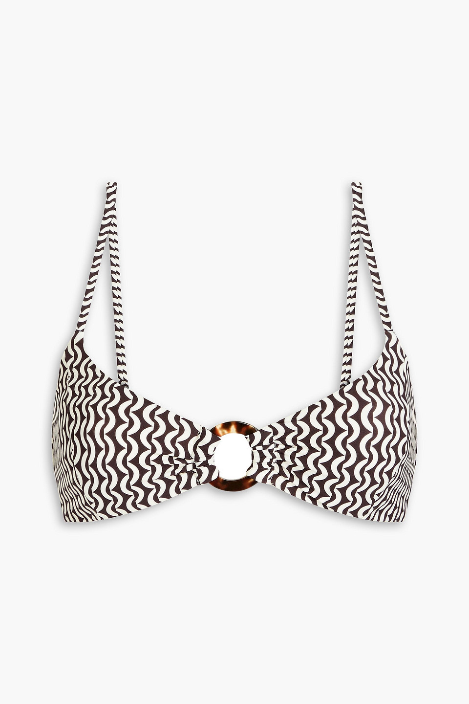 Jets By Jessika Allen Ipanema Ring-embellished Printed Bikini Top In Chocolate