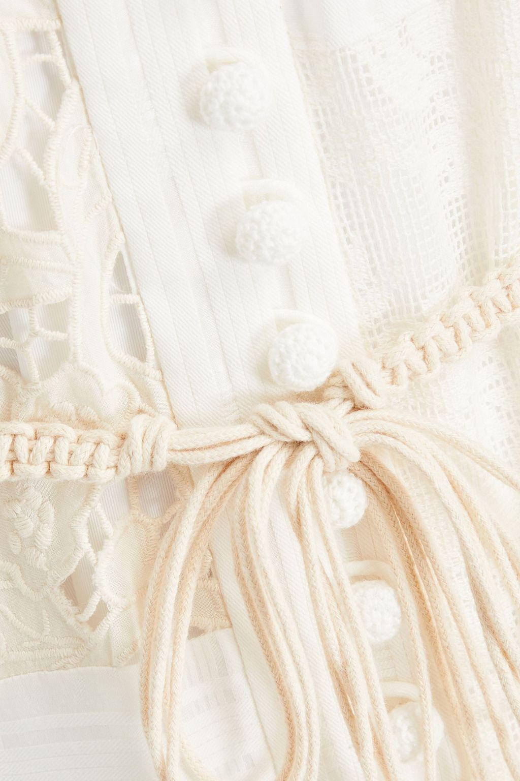 ZIMMERMANN Gathered cotton-blend lace, broderie anglaise and jacquard mini dress