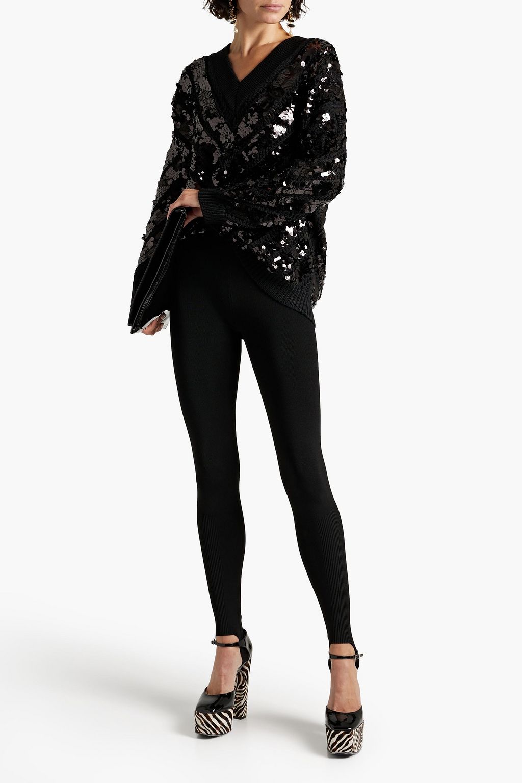 VALENTINO GARAVANI Sequined pointelle-knit wool sweater