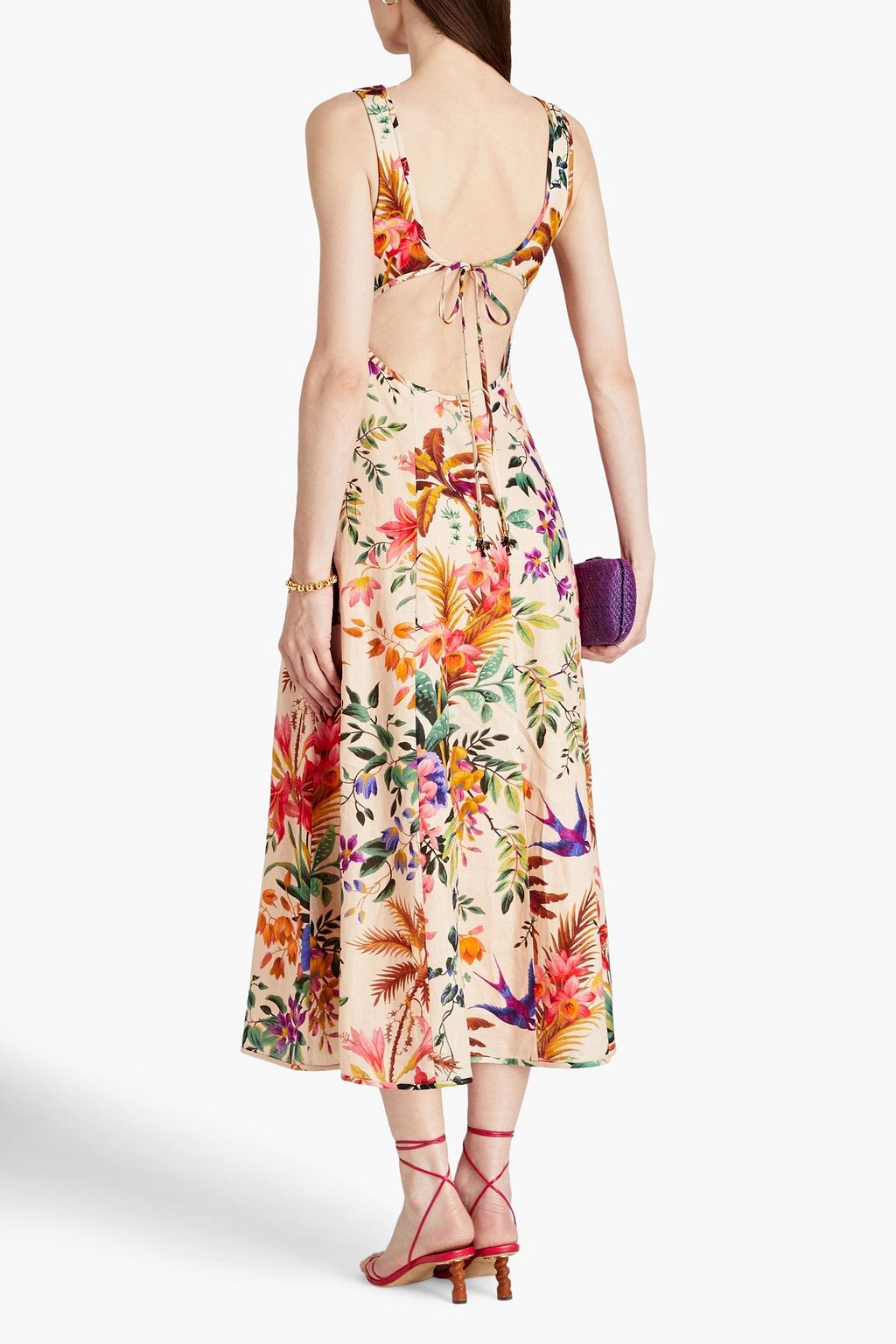 ZIMMERMANN Tropicana cutout floral-print linen midi dress