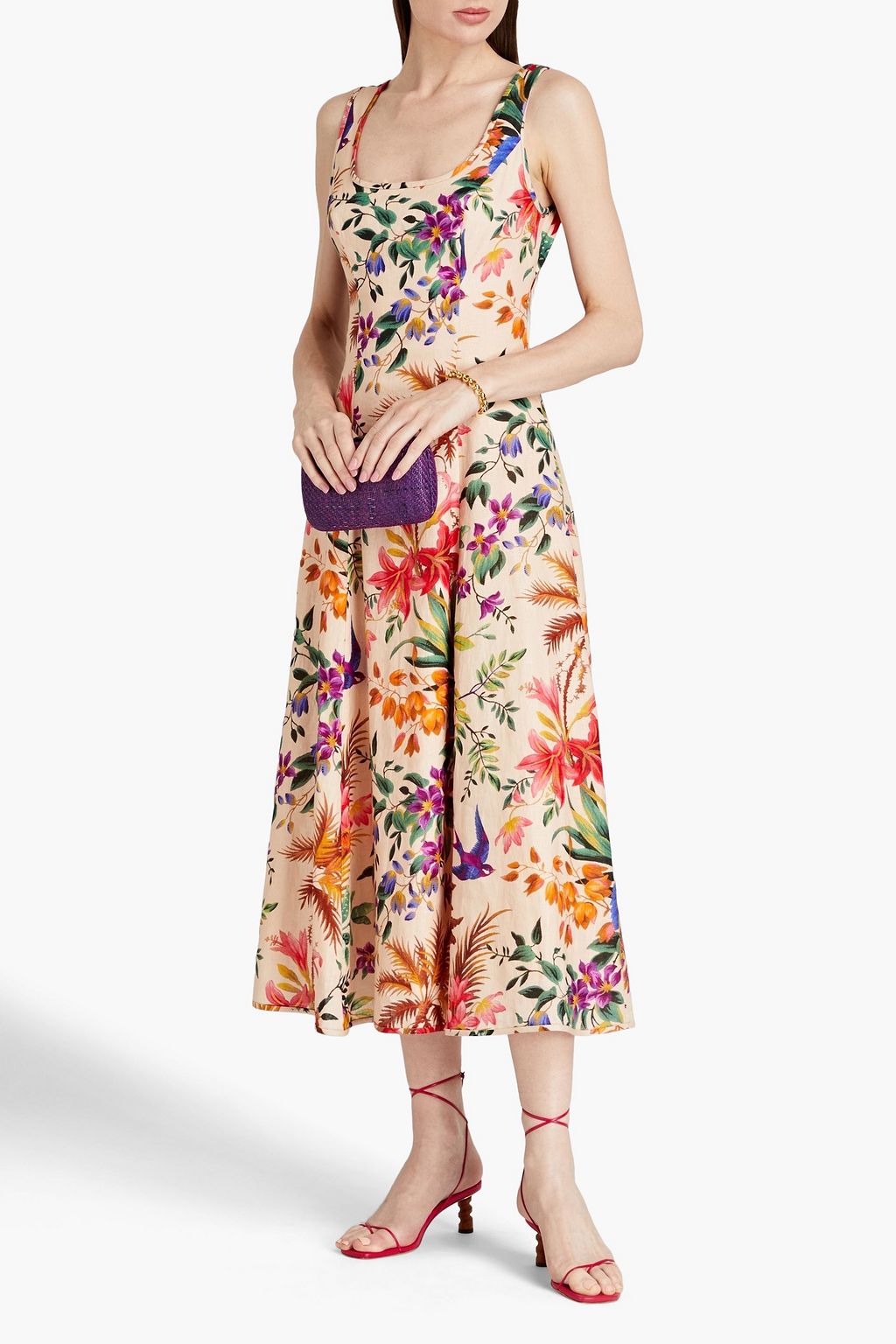 ZIMMERMANN Tropicana cutout floral-print linen midi dress