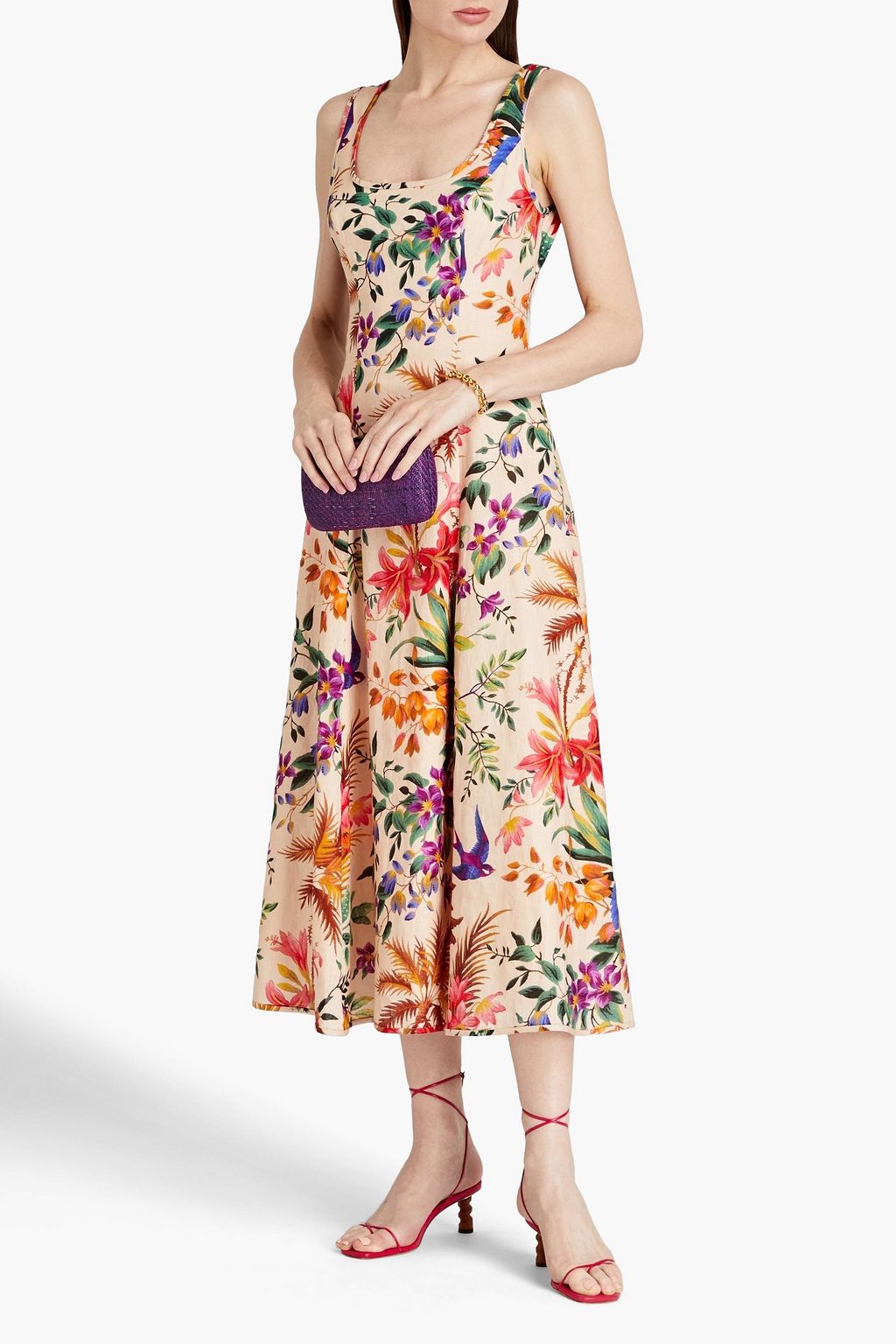 ZIMMERMANN Tropicana cutout floral-print linen midi dress | THE OUTNET