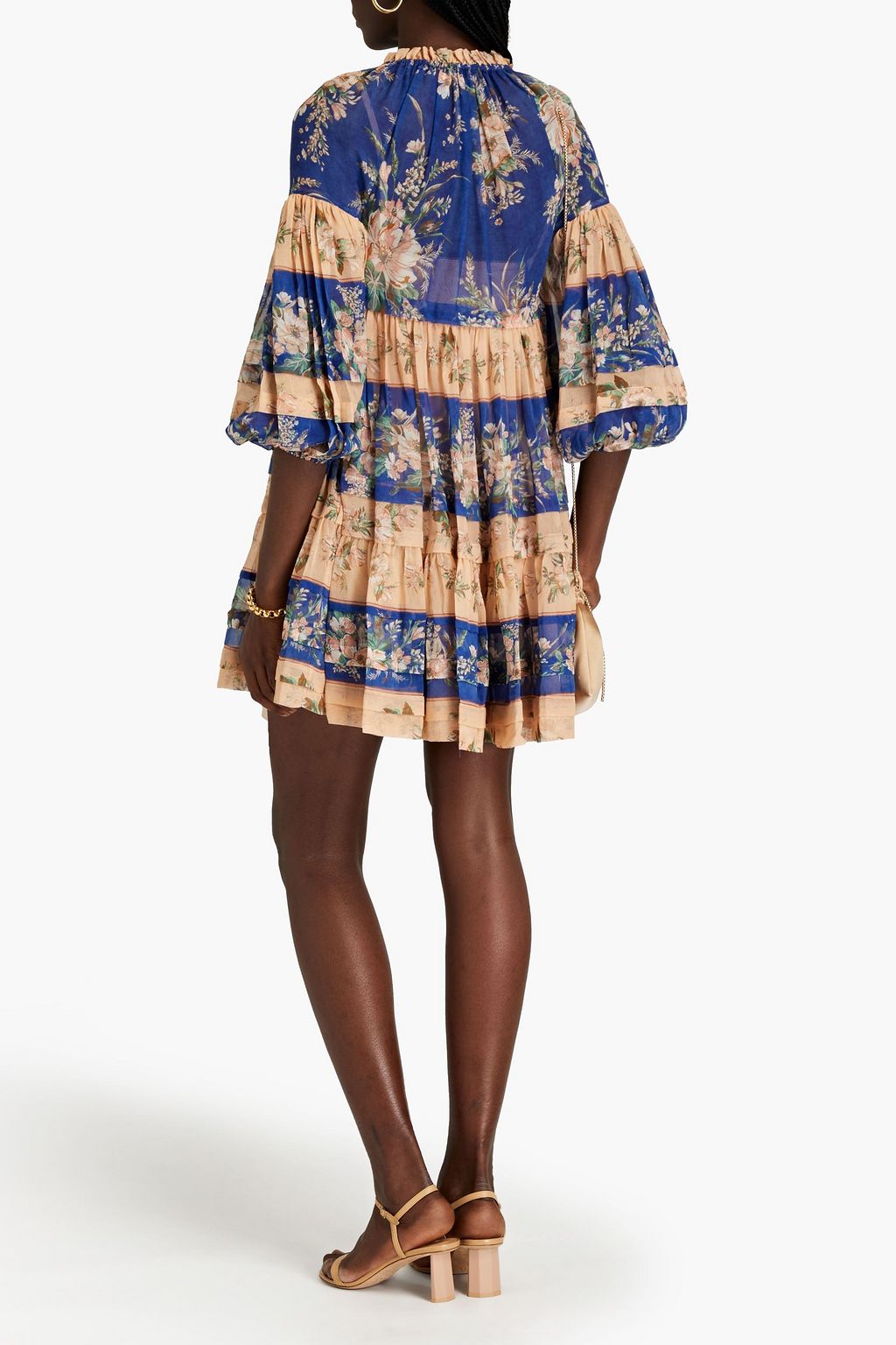 ZIMMERMANN Gerafftes Minikleid aus Voile aus einer Baumwoll-Seidenmischung mit floralem Print