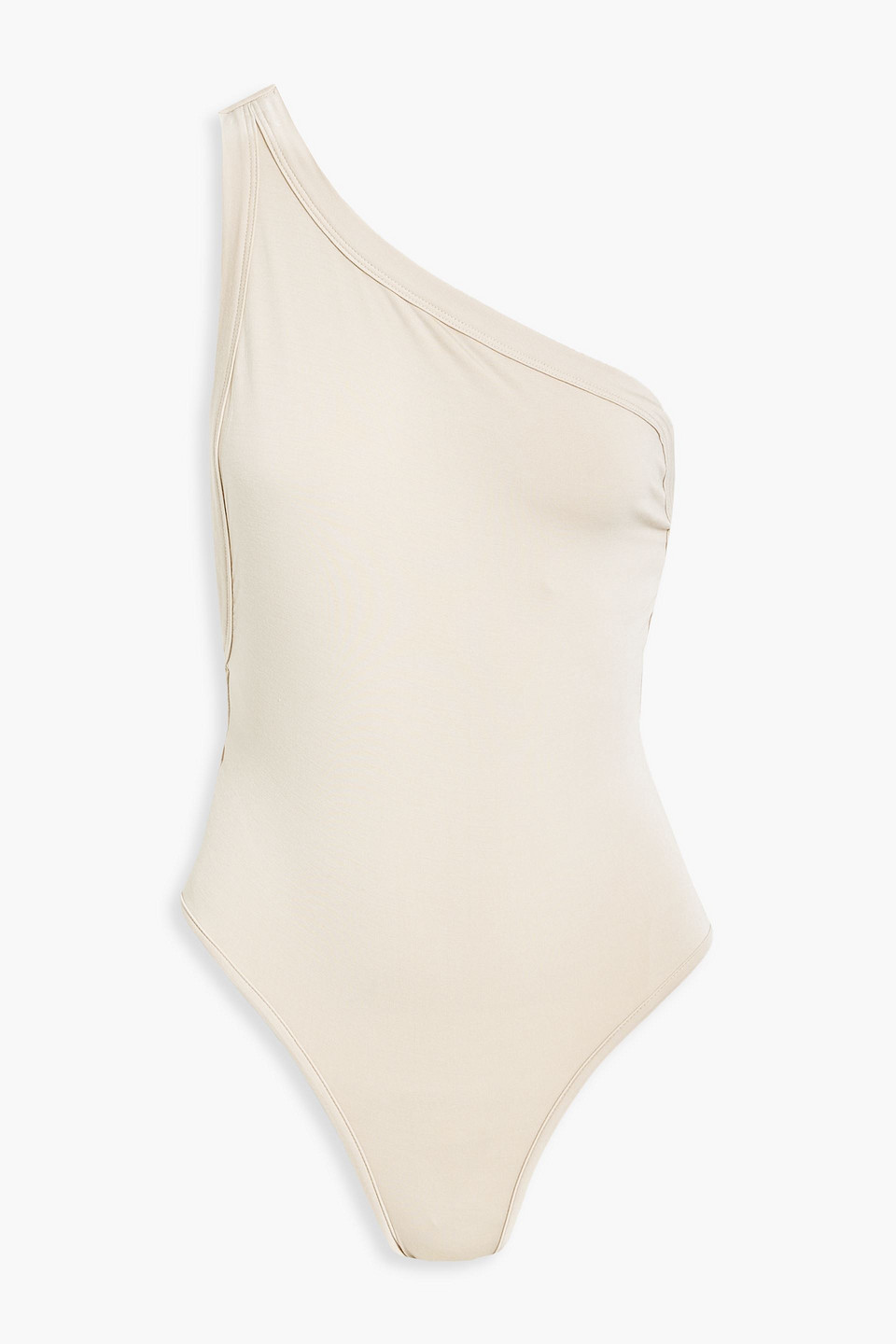 The Line By K Aisling One-shoulder Knotted Stretch-micro Modal Jersey Bodysuit In Neutral