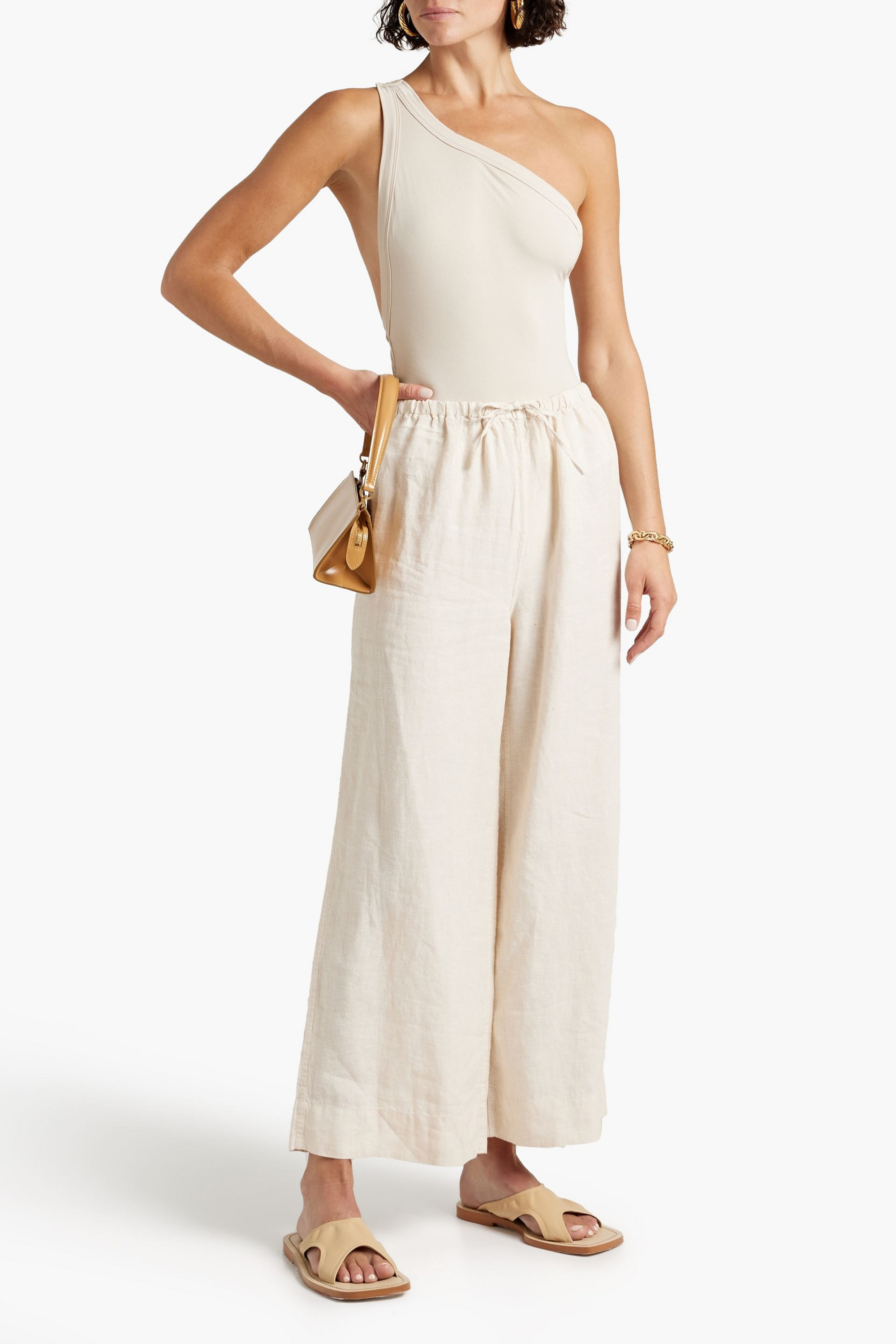 The Line by K Aisling one-shoulder cutout stretch-Micro Modal jersey bodysuit