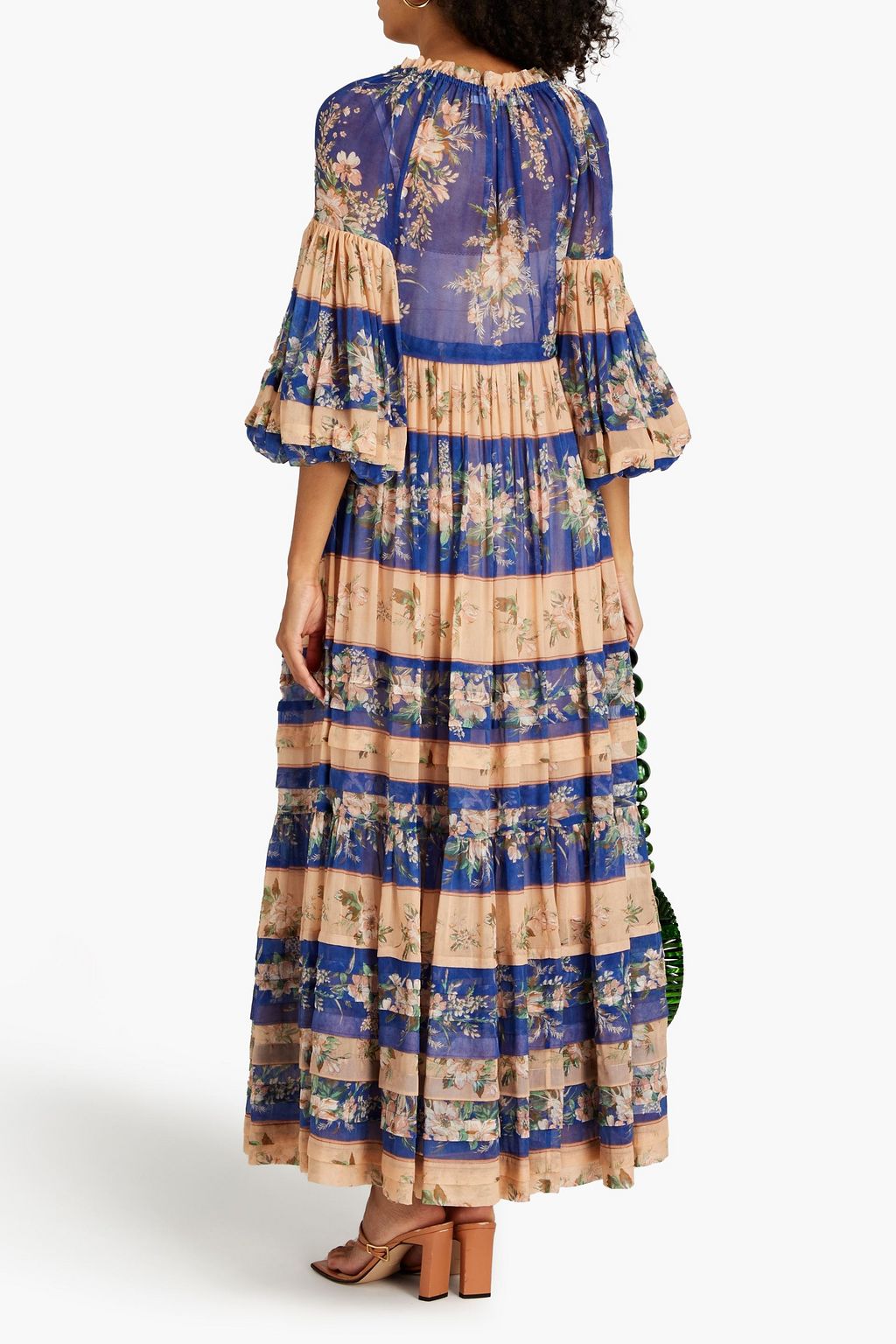 ZIMMERMANN Gathered floral-print cotton and silk-blend voile maxi dress ...