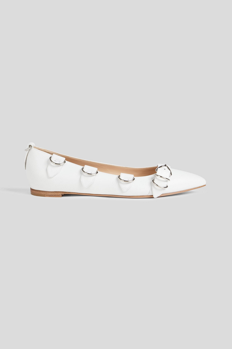 GIANVITO ROSSI CLASH 05 BUCKLED LEATHER POINT-TOE FLATS 3074457345633283691