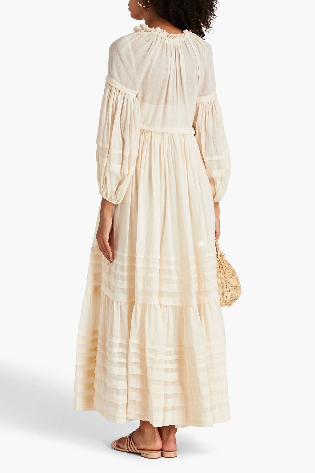 ZIMMERMANN Tiered ramie-gauze maxi dress