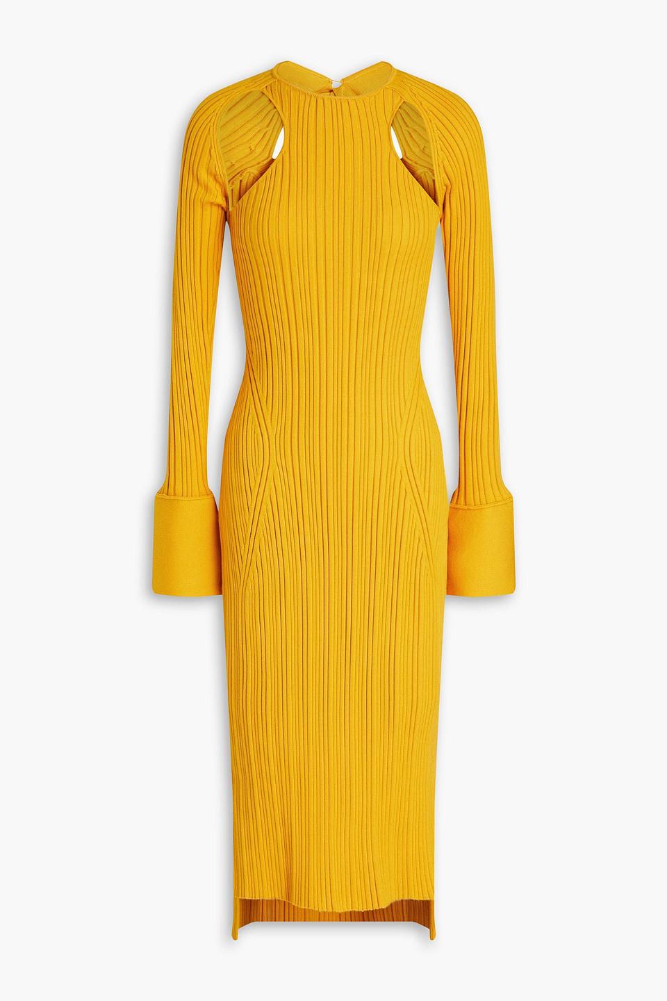 3.1 Phillip Lim / フィリップ リム Cutout Ribbed Wool-blend Midi Dress In Yellow