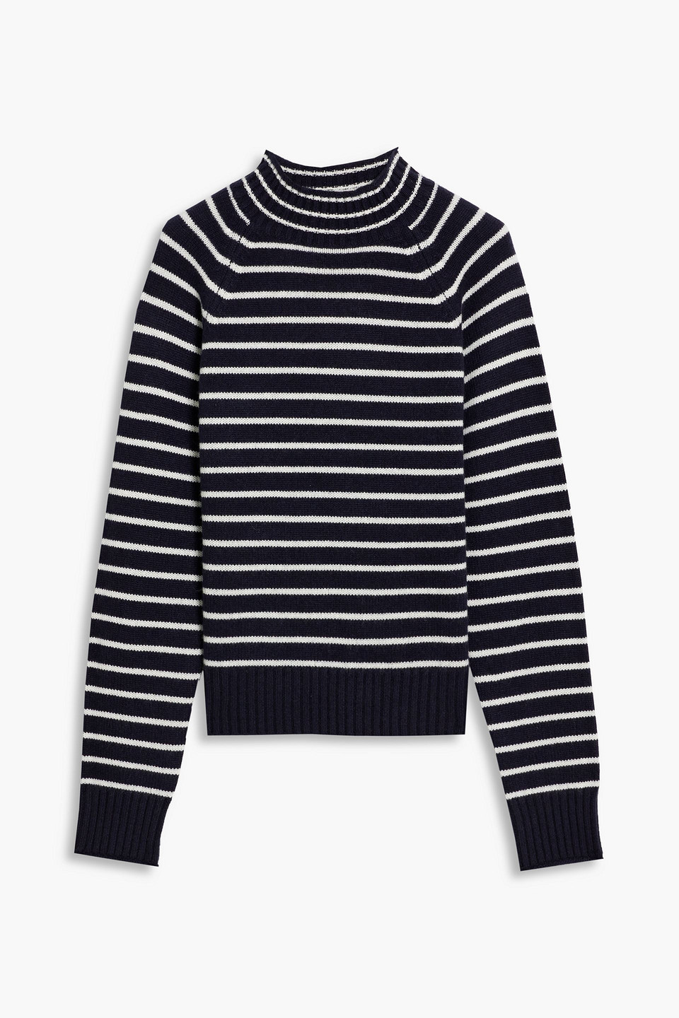 Alex Mill Striped Cashmere Turtleneck Sweater In Navy