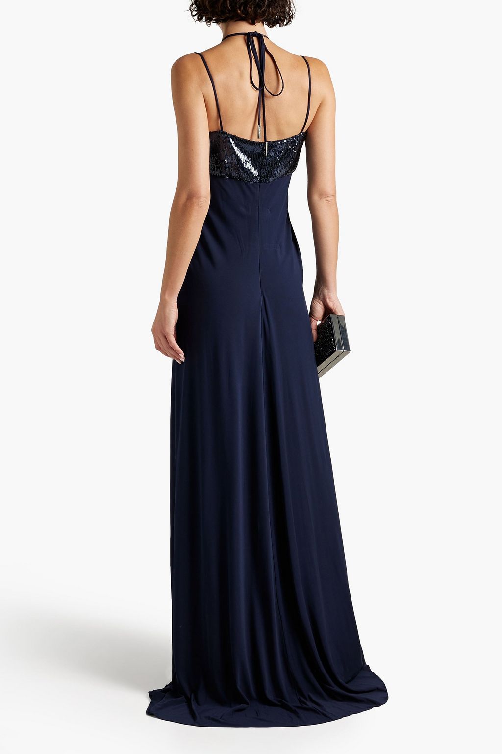 HALSTON Del 컷아웃 시퀸 장식 저지 점프수트