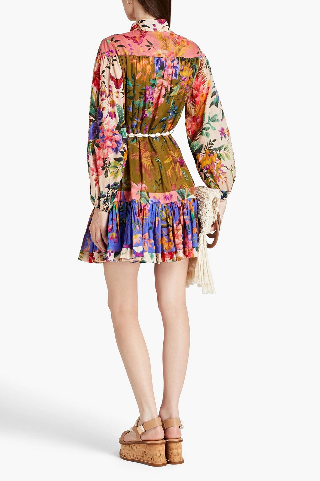 ZIMMERMANN Gathered floral-print cotton-mousseline mini dress