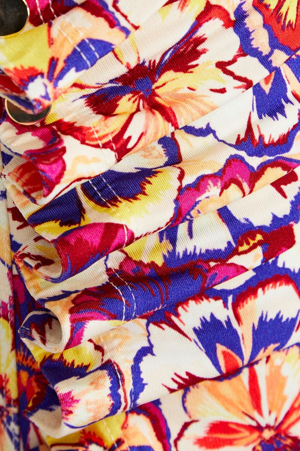 RABANNE Ruched floral-print jersey midi skirt