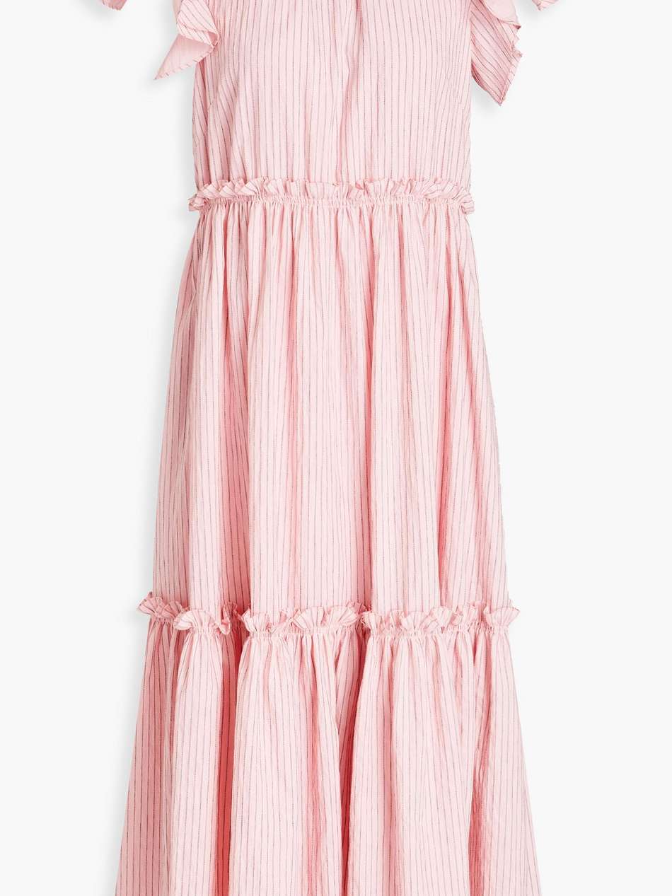sofia gathered striped jacquard midi dress