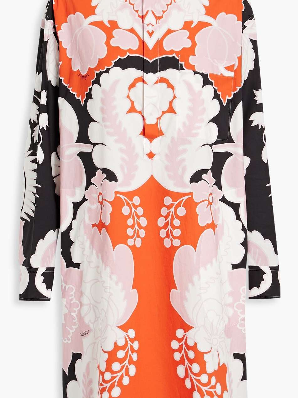 printed cotton-poplin shirt dress