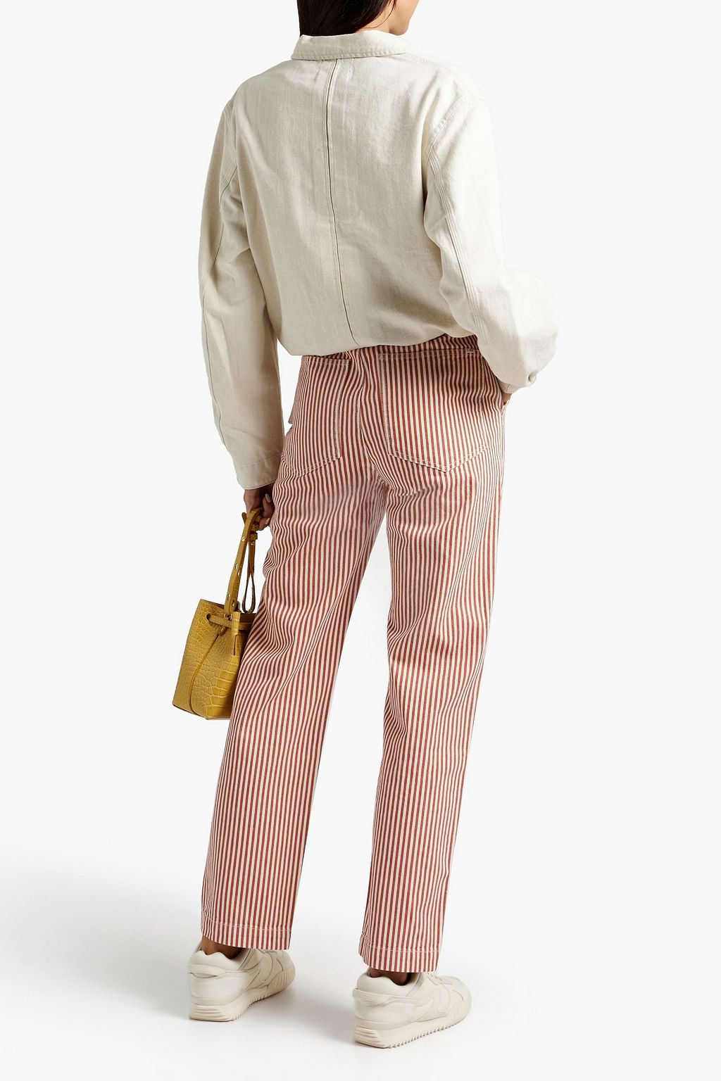 ALEX MILL Striped high-rise straight-leg jeans