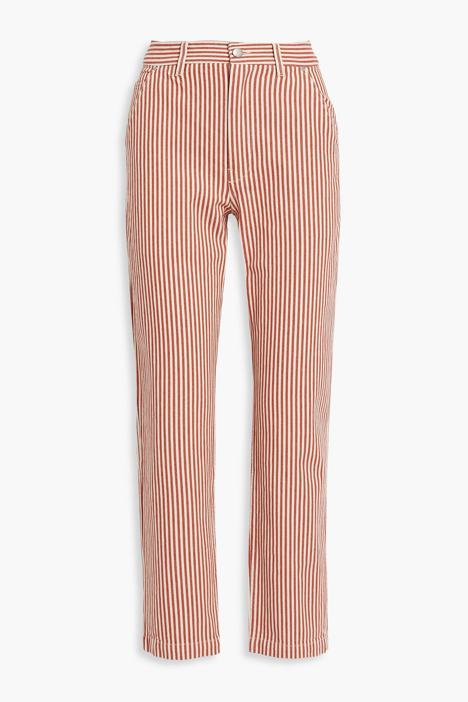 alex mill - striped high-rise straight-leg jeans - red - us 4