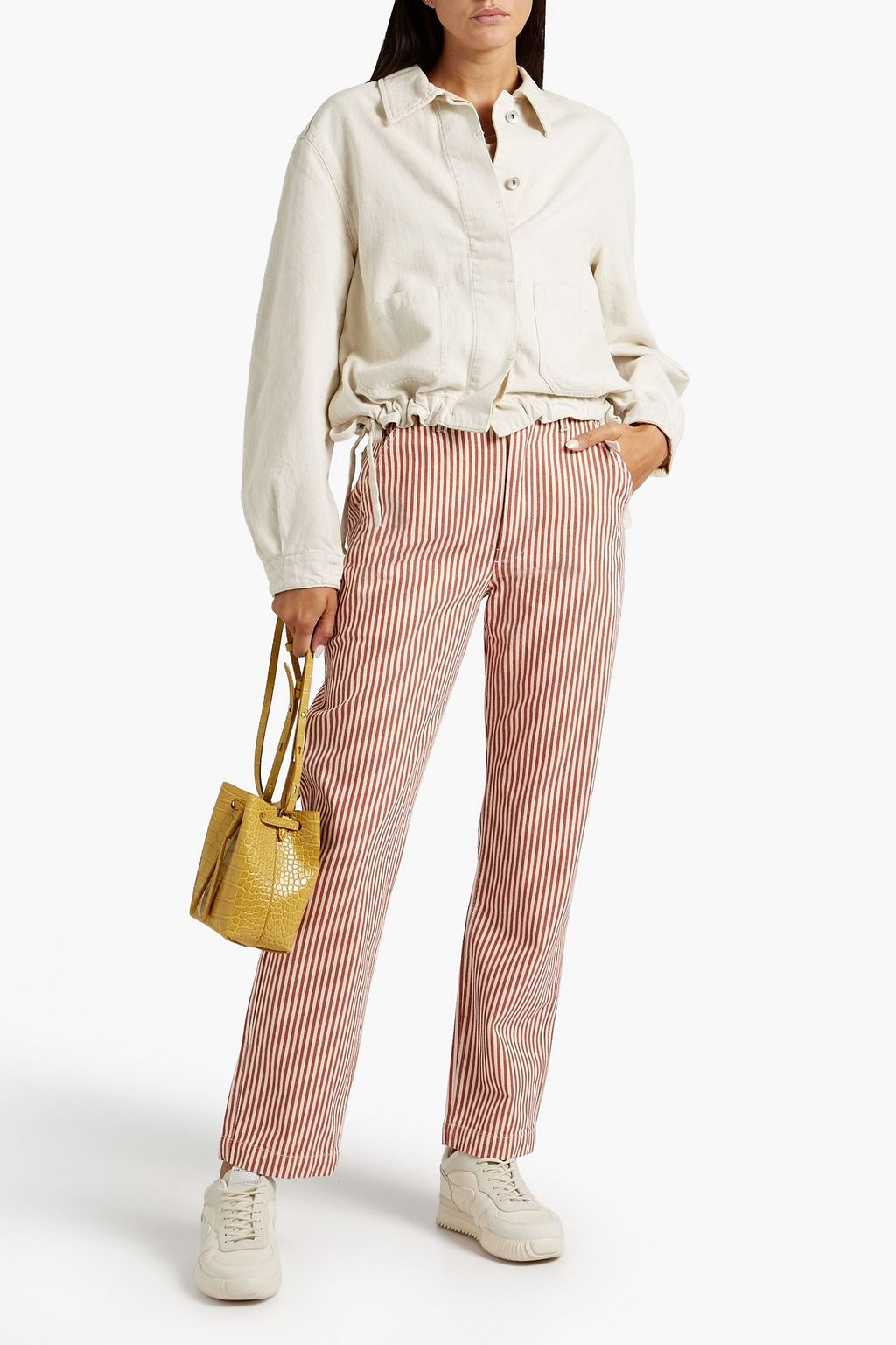 ALEX MILL Striped high-rise straight-leg jeans
