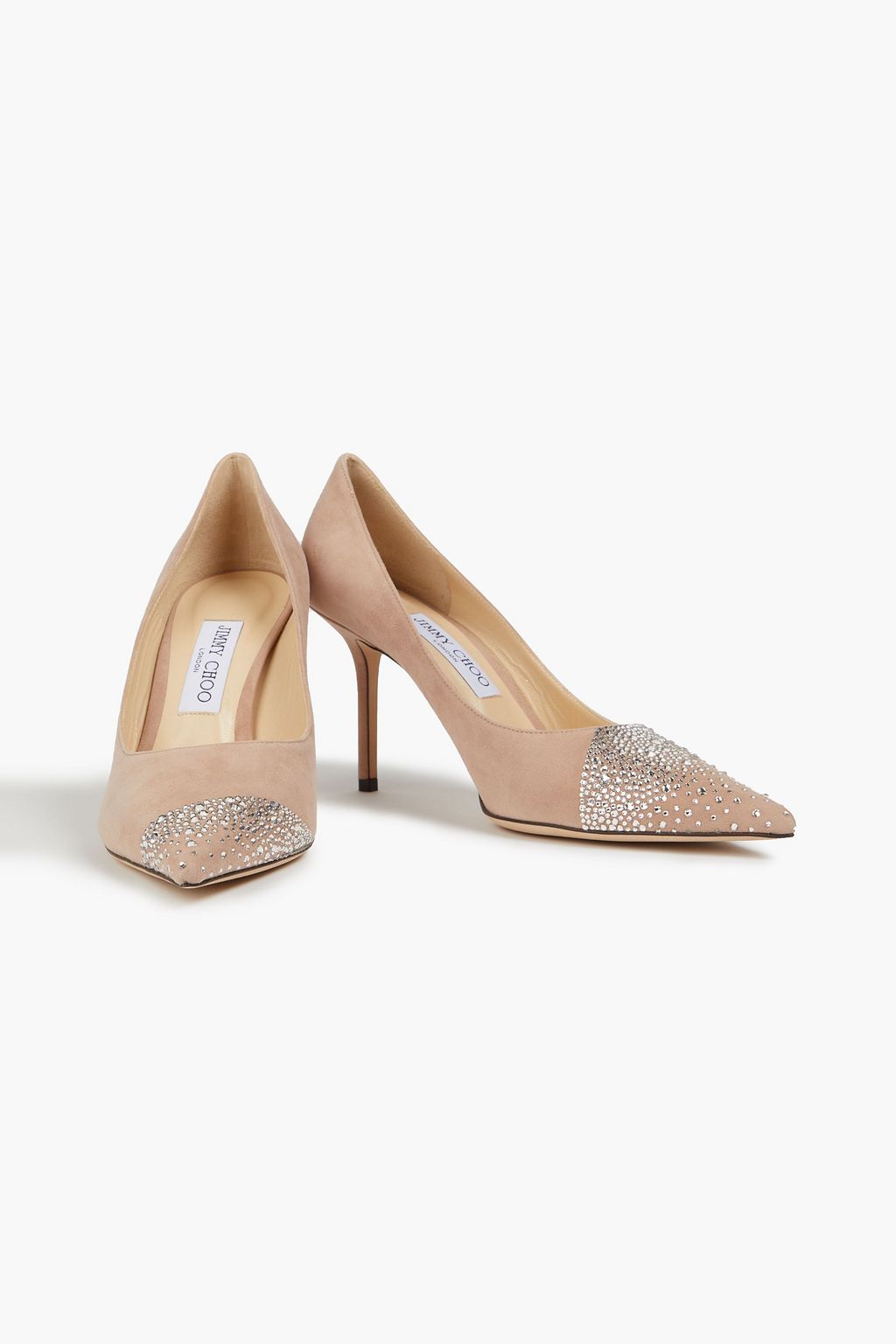JIMMY CHOO Crystal-embellished suede pumps