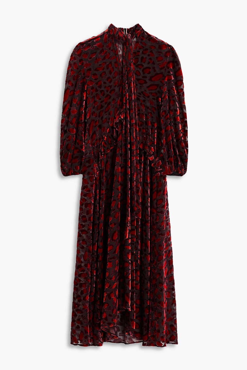 Maria Lucia Hohan Leopard-print Devoré-velvet Midi Dress In Red