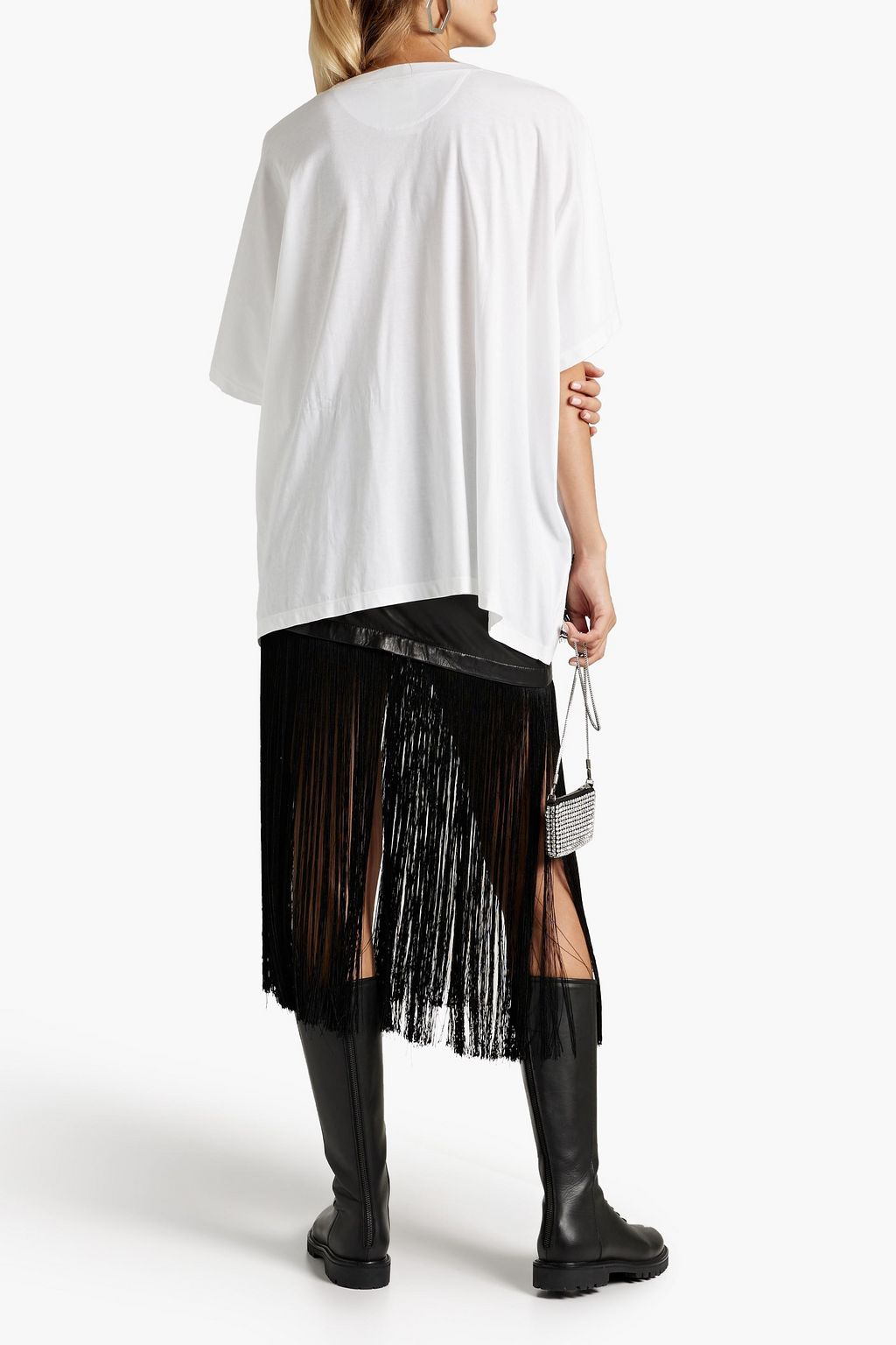VALENTINO GARAVANI Lace-trimmed printed cotton-jersey top