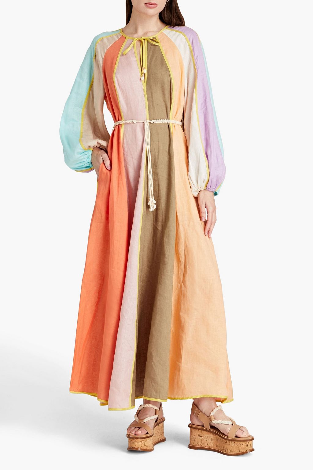 ZIMMERMANN Paneled linen maxi dress